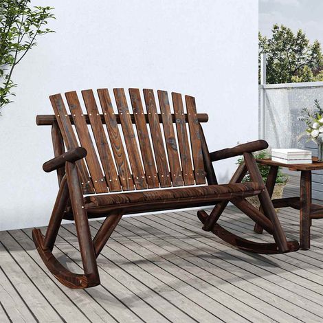 Banc à bascule de jardin 2 places en bois d'épicéa massif Adirondack 123x96x102 cm - PANGIVO (1/5)