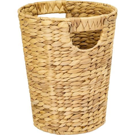 Corbeille à papier, poubelle de bureau tressée en jacinthe d'eau ronde 25 cm de diamètre, 30 cm de hauteur (1/5)