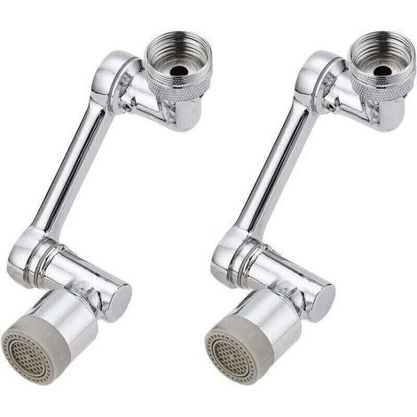Aiperq Lot de 2 rallonges de robinet rotatives à 1080 degrés, rotation à 1080 degrés, filtre anti-éclaboussures universel pour cuisine, salle de bain, rallonge de robinet double mode Chromée (1/4)