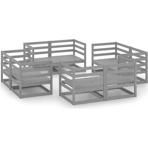 Maison Exclusive - Muebles de jardín 8 piezas gris madera de pino (1/5)
