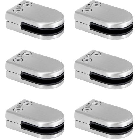 Glass Clamp Stainless Steel Glass Clamp 6-8mm Glass Clamp Brackets Adjustable Glass Clip Flat Back Connection for Balustrade Staircase Handrail 6Pcs