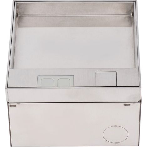 Boîte de sol encastrable étanche en acier inoxydable, kit prise plate avec 2 fentes à 3 broches (1/5)
