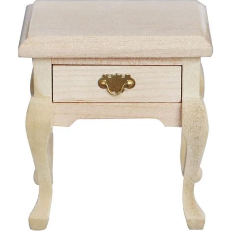 Casier De Simulation Table De Chambre Table De Nuit Miniature Accessoire De Bricolage Modèle De Table De Poche Mini Ornement De Meuble Mini-Jouets Table De Chevet en Bois Escalader (1/5)