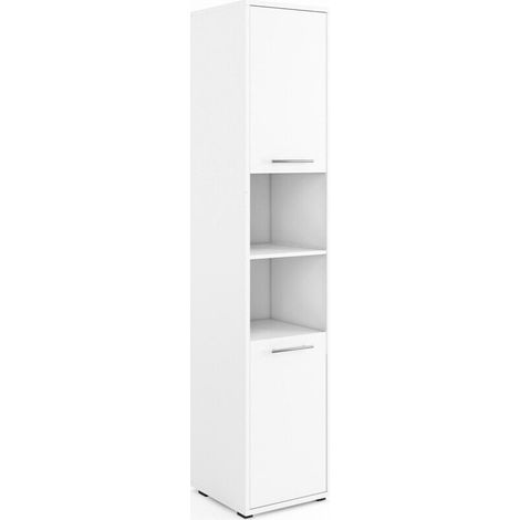 Étagère Concept Pro Lenart XIII, Blanc, Avec des portes, Fermé, Stratifié, Le nombre de portes: 2, Nombre de tiroirs: 0, 217x45x46cm