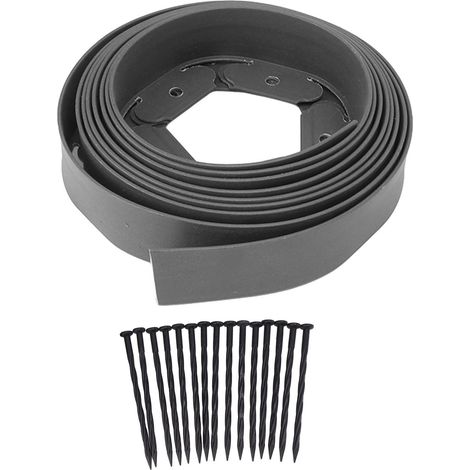 Kit de bordure de jardin comprenant 15 piquets en PE pour l'aménagement paysager, les parterres de fleurs et les pelouses. (1/5)