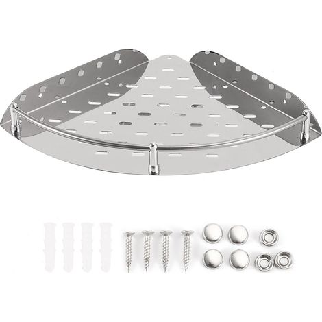 Estante esquinero, acero inoxidable 304, cesta triangular, bordes protectores, baño (1/5)