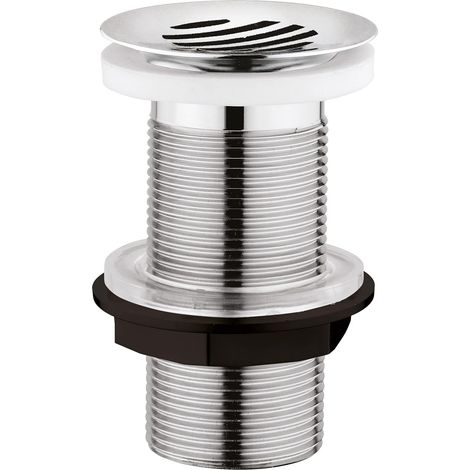 1 - Bonde De Lavabo - Laiton Chromé - Écoulement Libre Sans Trop Plein Pour Plan De Travail Épais Diamètre 63 Mm Hauteur 100 Cm