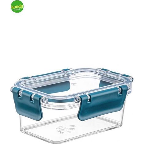Contenitore per alimenti rettangolare EasyClip H&H in vetro temperato 400 cc