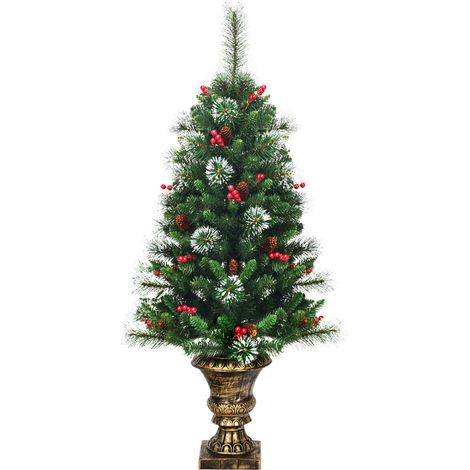 COSTWAY 4FT 120CM Artificial Christmas Tree Pine Cones Base Xmas Entrance Decoration (1/2)