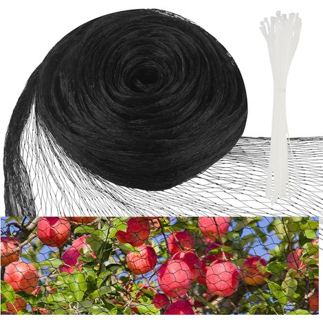 Filet Anti Oiseaux 4X15m avec 50 Attaches de Câbles Noir Filet Anti Pigeon Filet Anti Oiseaux pour Arbres Fruitiers pour les Étangs les Balcons les Jardins de 2 x 2 cm (1/5)
