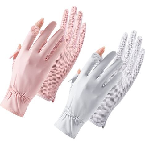 Lot de 2 gants de protection solaire UV pour femmes, compatibles avec les écrans tactiles, antidérapants et respirants, parfaits pour l'été et les activités de plein air. (1/5)