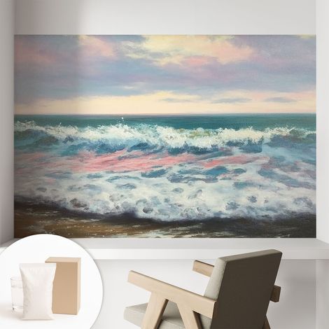 Papier peint intissé pour salon chambre à coucher peint imprimé Installation facile - Colle incluse gratuite Paysage marin 104x70 cm (1/5)