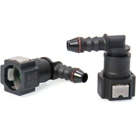 Lot de 2 Connecteur de Tuyau de Carburant de Voiture, Raccord durite essence, connecteur rapide à 90 degrés, plastique 7.89mm Connecteur ID8 (1/4)
