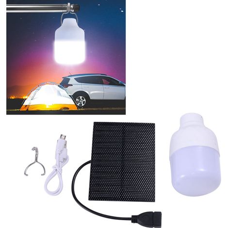 Kit d'éclairage solaire LED rechargeable USB avec panneau solaire en silicium monocristallin pour la randonnée, le camping et la pêche en intérieur et en extérieur. Idéal pour l'intérieur et l'extérie (1/5)