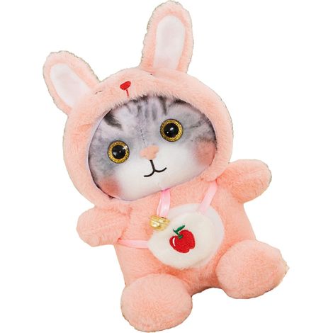 Plüschkatze, süßes Glöckchen, weiches, buntes, flauschiges Stofftier, rosa, ideal für Kindergeburtstage (1/5)