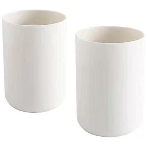 Gobelets à dents 2 pièces, Porte-brosses à dents de salle de bain, Tasse, Plastique Coupe 300ml (Blanc et Blanc) (1/5)