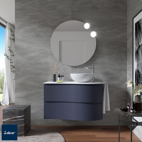Salgar Schrank wandhängend MAM 900 NIGHT BLUE links 2 Metallauszug mit Softeinzug 897 x 540 x 505 mm (1/3)