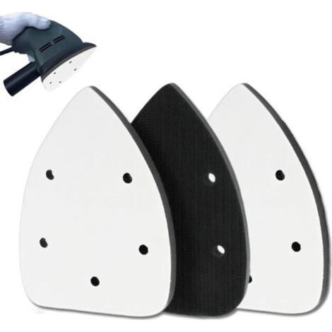 Set mit 3 selbstklebenden Schaumstoff-Schleifpads mit 5 Löchern, für die Oberflächenbehandlung von Holz, Metall und Möbeln. (1/4)