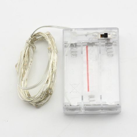 TrAdE Shop Traesio - Striscia 3 Metri Strip Led Bobina Flessibile A Batterie Filo Di Rame Luce - -Bianco Caldo - (1/5)