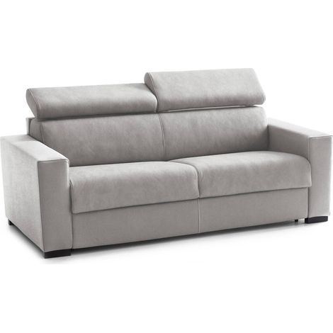 Talamo Italia Schlafsofa Agostina, 2-Sitzer-Sofa, 100% Made in Italy, Wohnzimmersofa mit drehbarer Öffnung, mit verstellbaren Kopfstützen und schlanken Armlehnen, Cm 160x95h85, Grau