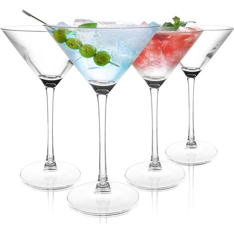 Lot de 4 Verre à martini,250 ml,Cristal transparent,Usage restaurant,Soirée maison