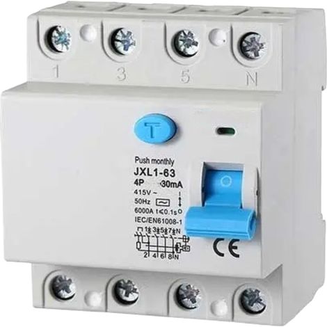 gloca Interruttore Differenziale Puro 4P 30mA 220V-6KA (63 Ampere) (1/4)