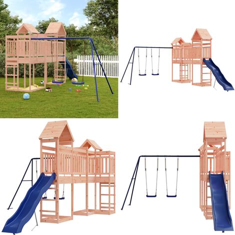 Spielturm Massivholz Douglasie - Holzspielgeräte - Spielturm - Kinderspielplatz - Gartenmöbel - Doppel-Schaukel - Home & Living