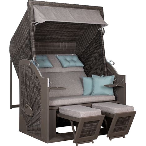 deVries Strandkorb PURE® CLASSIC XL SUN PE Des.488 stone grey 130 x 80 x 160 cm
