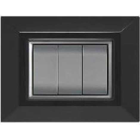 TrAdE Shop Traesio - Placca Placchetta Placchette Compatibili Per Serie Axolute Bticino Colorate Sq - Nero -3 fori     -