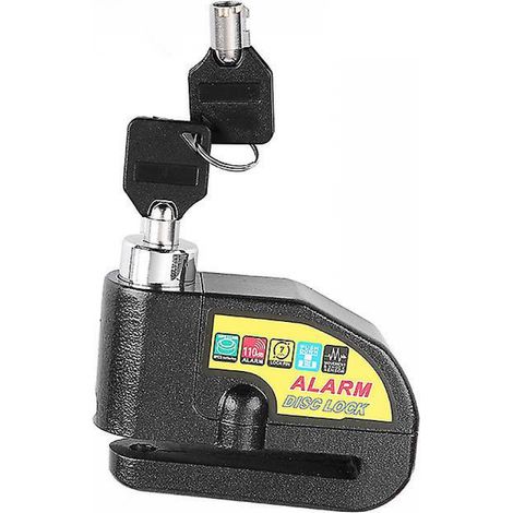 BEBUSINGOTO Motorrad-Diebstahlsicherung, Alarm-Scheibenschloss, Roller mit 110 dB, 2 Schlüssel, 1,5 m langes Diebstahlsicherungskabel, 1 Tasche für Alarm-Scheibenschloss (schwarz) (1/5)