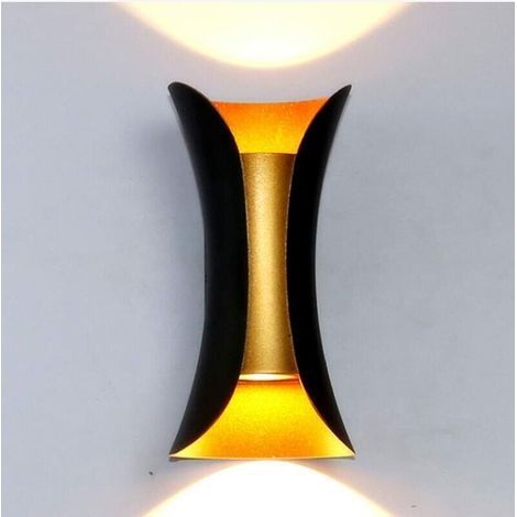 SABIR – 10-W-Wandleuchte für den Innenbereich – Schwarz-goldenes Metall – Warmweißes Licht (3000 K) – IP65 wasserdicht für den Innen- und Außenbereich (1/5)