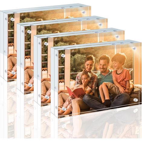 Lot de 4 cadres photo magnétiques 15x20 cm en acrylique transparent sans cadre (1/5)