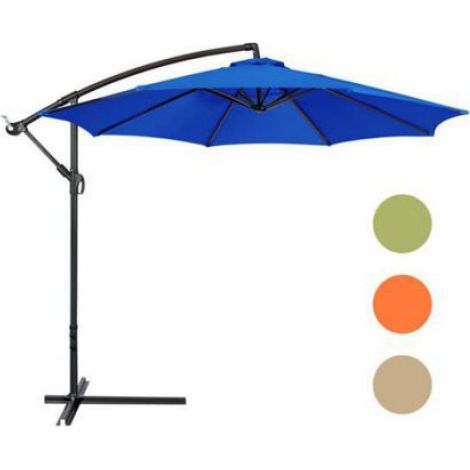 Toile De Remplacement - Parasol Terrasse 3 M - 6 Baleines - Imperméable UV - Polyester Bleu (1/4)