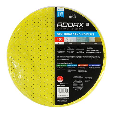 TIMCO Drylining Sanding Discs 100 Grit Yellow - 225mm