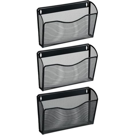 Bardusch - Porte-Documents Mural en Lot de 3, Fer, pour Magazines et journaux, H x L x P : 22 x 35,5 x 8,5 cm, Noir (1/4)