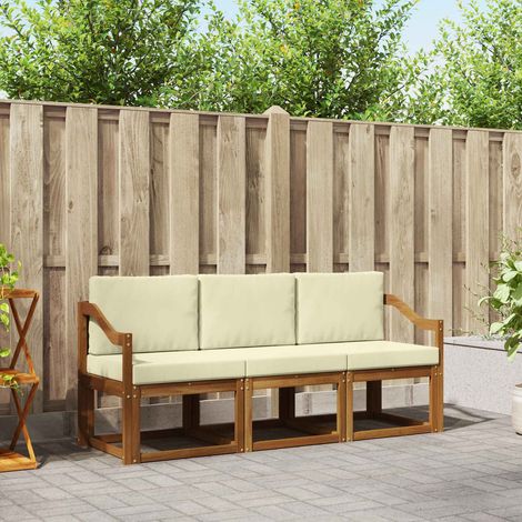 vidaXL Set di divani da esterno con cuscino 3 pcs Naturale e