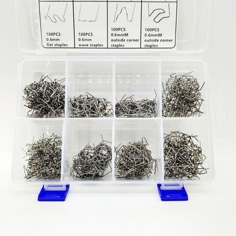 Kit de Réparation de Bumper avec 800 Agrafes à Plastique et Boîte de Stockage - Kit de Soudage pour Auto, Matériel: Acier Inoxydable, 0.6mm et 0.8mm, Argent (1/5)