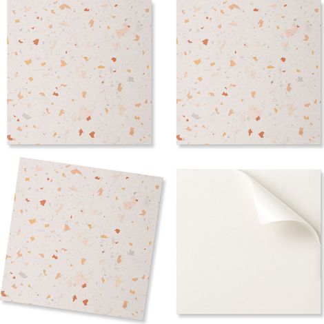 Paquete de baldosas de vinilo autoadhesivas con estampado abstracto de terrazo de 9x30x30 cm.
