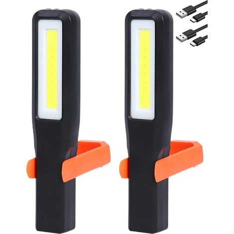 Juego de 2 Lamparas Linternas de Taller LED recargable USB 2 modos de luz  1200 mAh, 200 Lm (1/5)