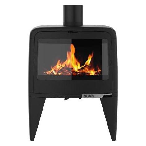 Supra – Poêle à bois 10 kW en fonte – Double combustion – Vision du feu 52,5 cm – Raccordement des fumées 150 mm – Écologique (1/5)