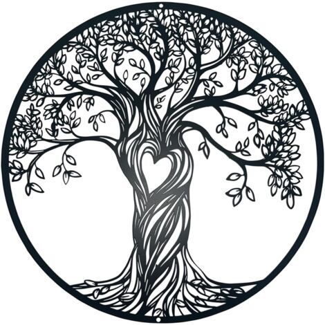 Tenture murale arbre de vie en métal – Décoration silhouette artistique – Résistante à la rouille – Pour salon et chambre (1/5)