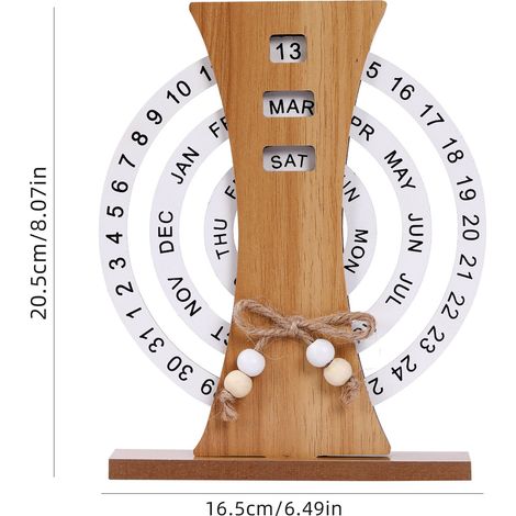 Calendrier Perpetuel En Bois - 3 Pièces Avec Disques Rotatifs Pour Jour Mois Jour De La Semaine - Décoration Intérieure Style Ferme - Lot De 3 (1/5)