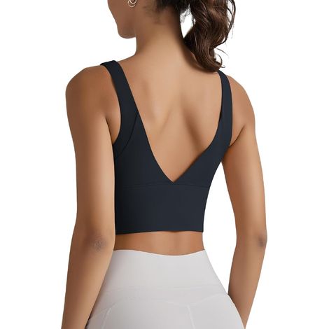 Women's Sports Bra Padded High Support Breathable Bra with V Back Sports Underwear Backless Seamless Fitness Bra for Gym Yoga Running (1/5)