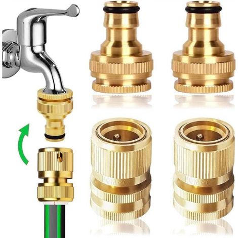 2-piece brass, 3/4" quick connector adapters for plugs and sockets (1/5)