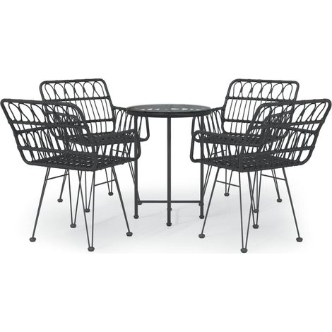 Maison Exclusive - Ensemble à manger de jardin 5 pcs Noir Résine tressée (1/5)
