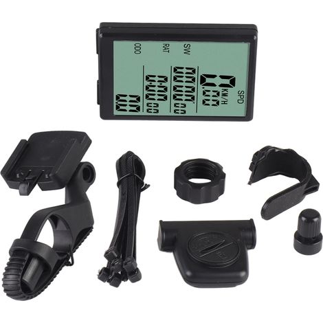 Compteur de vélo sans fil avec compteur de vitesse, résistant à l'eau, écran LCD 3 pouces et rétroéclairage (1/5)