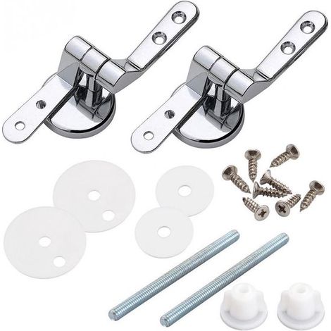 Juego de bisagras para asiento de inodoro, Bisagras para asiento de WC, Aleación de zinc, Juego de montaje de asiento de inodoro acero inoxidable (1/5)
