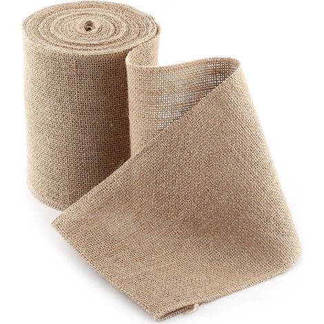 Chemin de table rustique en ruban de jute de 10 mètres avec nœud et décoration florale (15 cm)