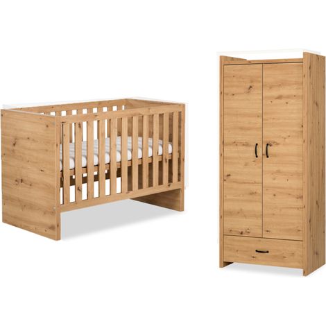 Lit bébé et Armoire LittleSky by Klups Amelia Oak Chêne
