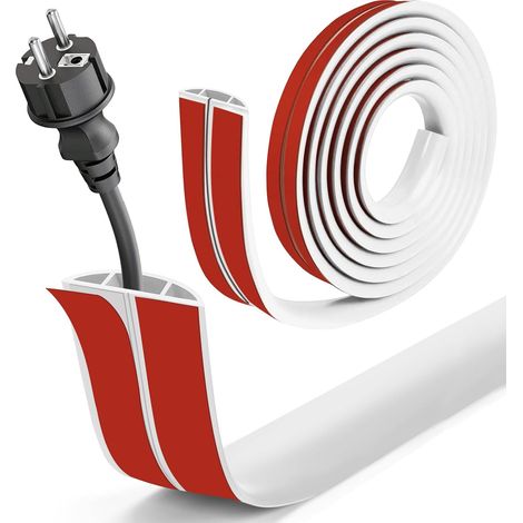 Cache Fil Électrique Sol Auto-Adhésif, D30 Goulottes de Câbles, Cache Cable Sol, Passe Cable Sol Flexible, Passage de Cable au Sol Adhésive pour Bureau, Maison, Entrepôt, Concert (Blanc) (1/5)